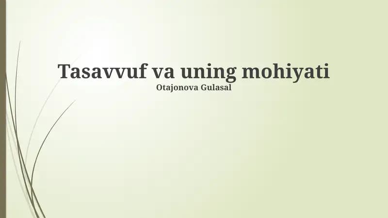 Tasavvuf va uning mohiyati