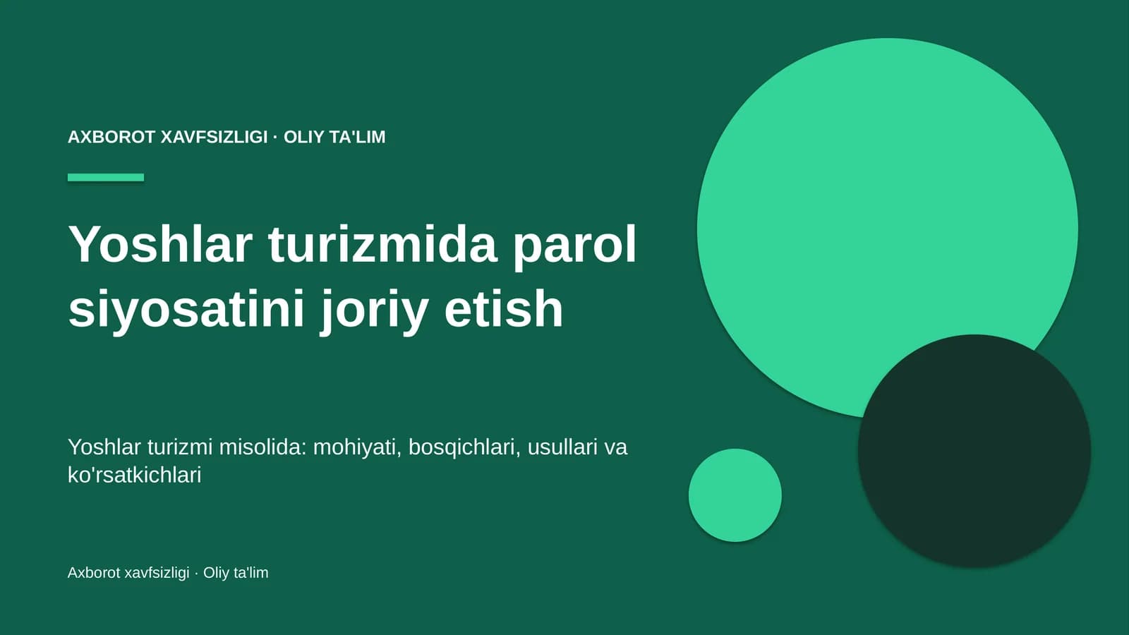 Yoshlar turizmida parol siyosatini joriy etish