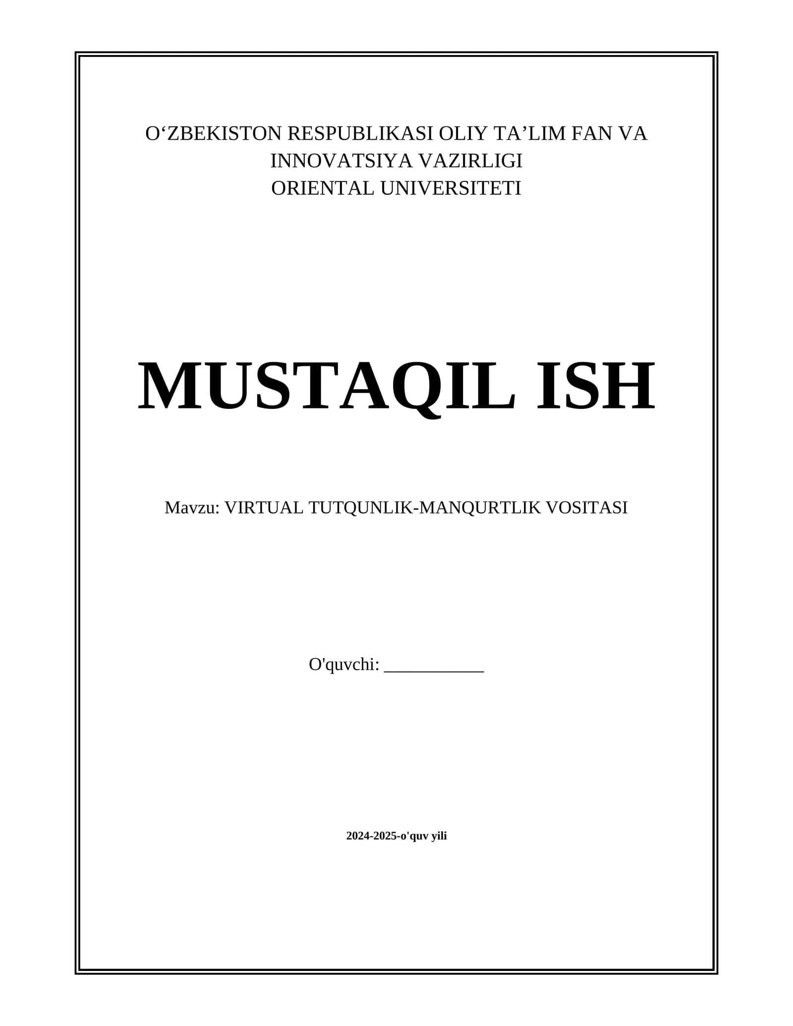 VIRTUAL TUTQUNLIK-MANQURTLIK VOSITASI
