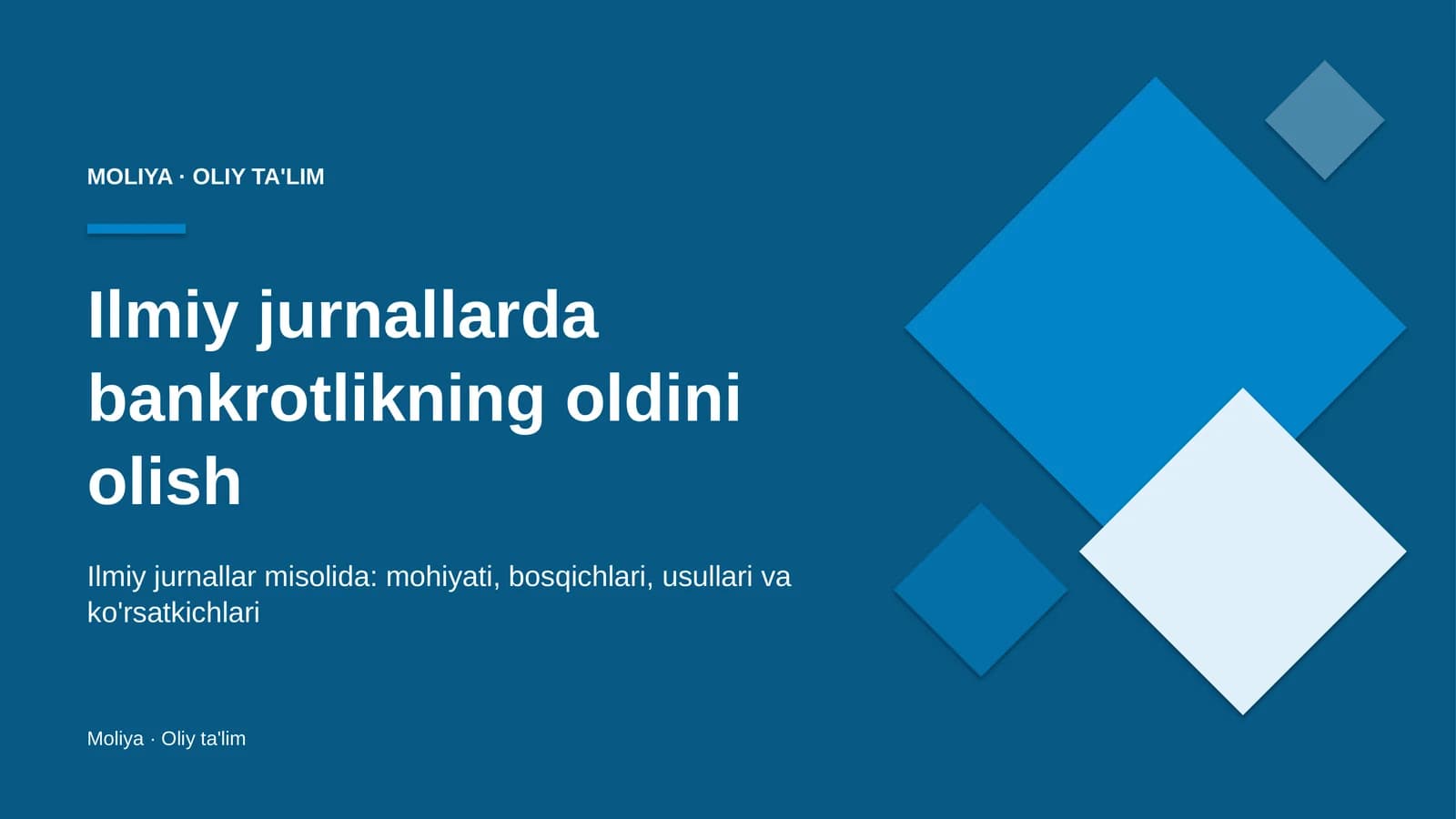 Ilmiy jurnallarda bankrotlikning oldini olish