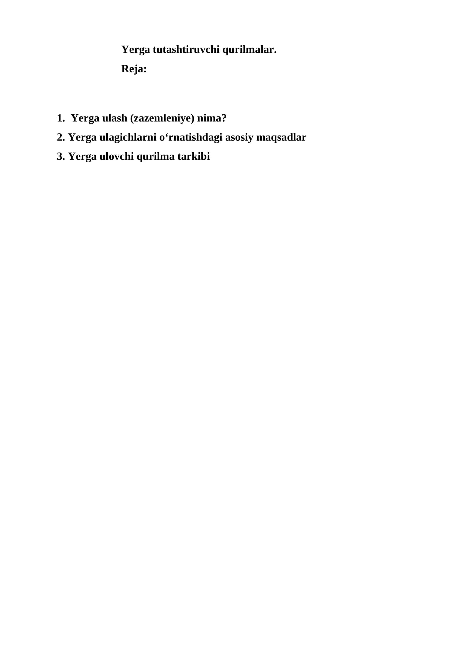 Yerga tutashtiruvchi qurilmalar