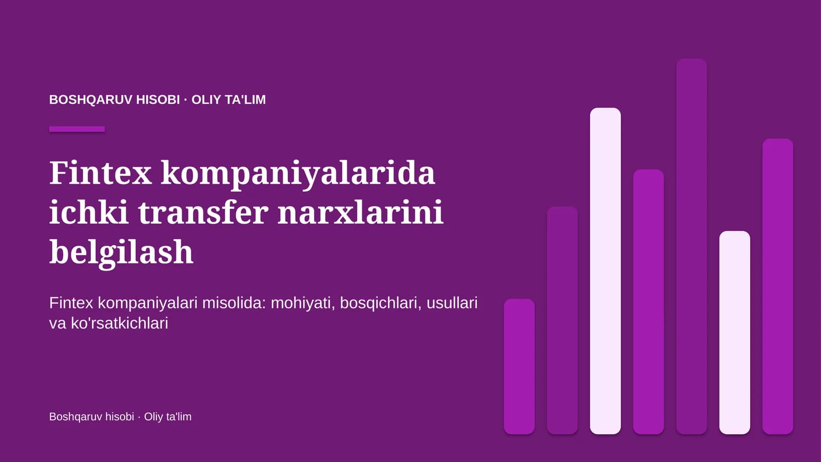 fintex kompaniyalarida ichki transfer narxlarini belgilash 5640