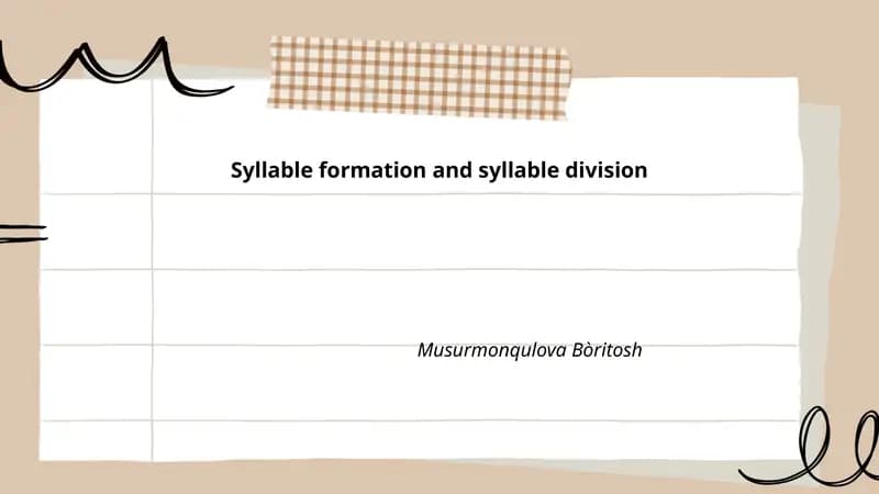 Syllable formation and syllable division