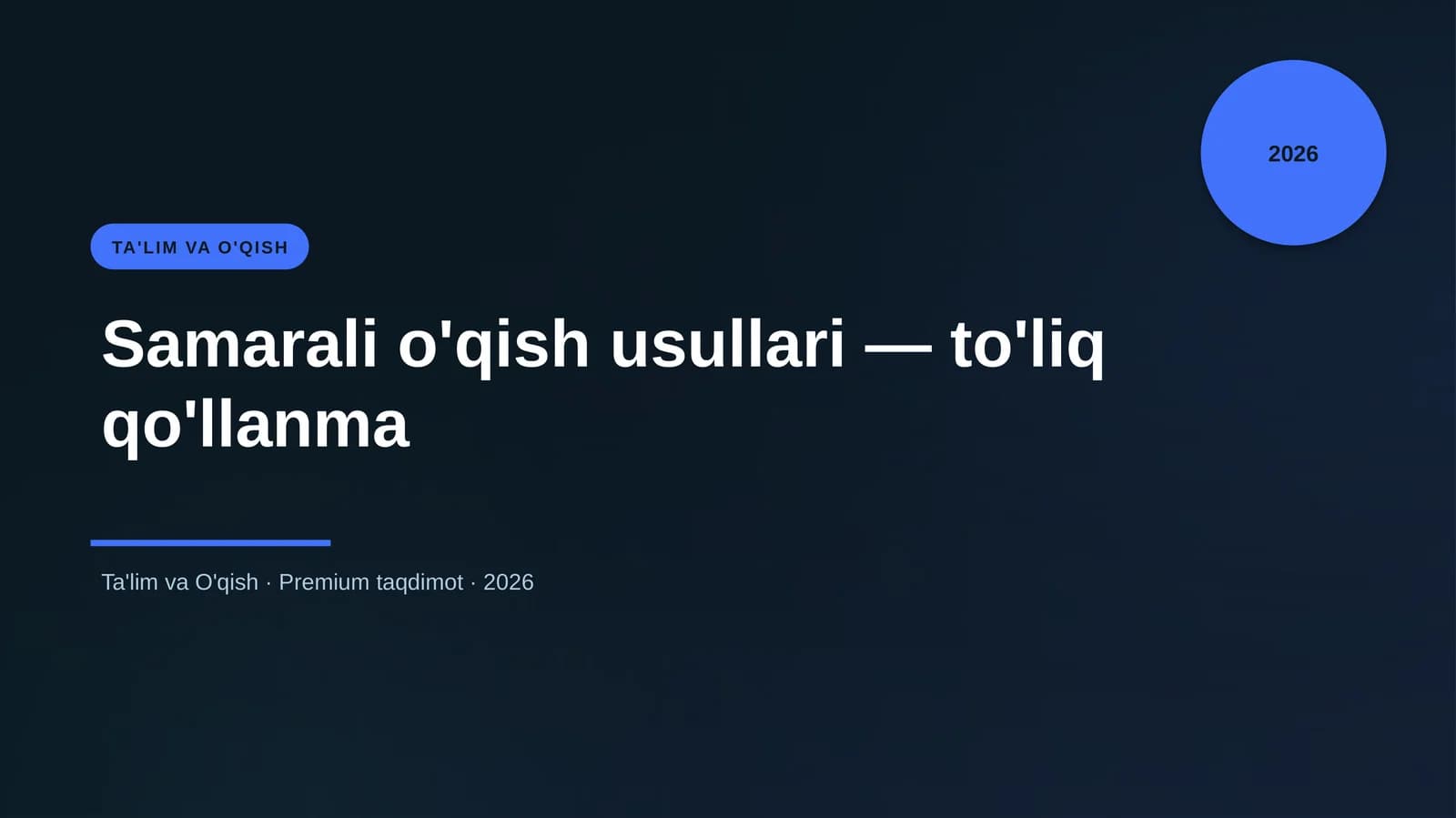Samarali o'qish usullari — to'liq qo'llanma