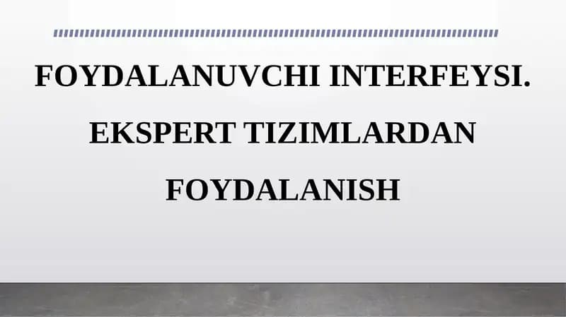 FOYDALANUVCHI INTERFEYSI