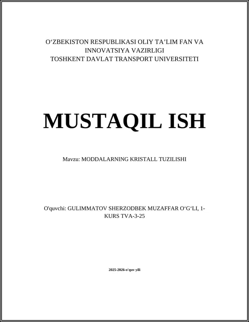 MODDALARNING KRISTALL TUZILISHI