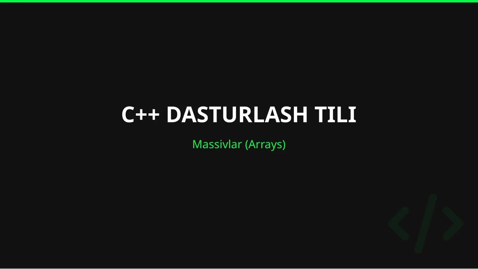C++ DASTURLASH TILI