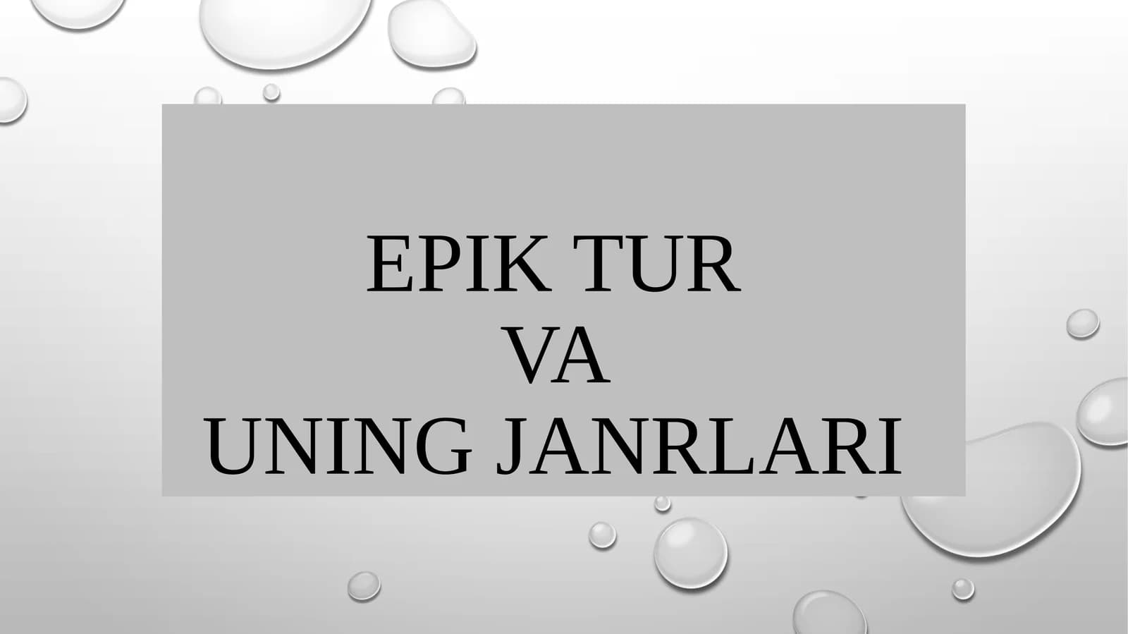 Epik TURVAUNING Janrlari