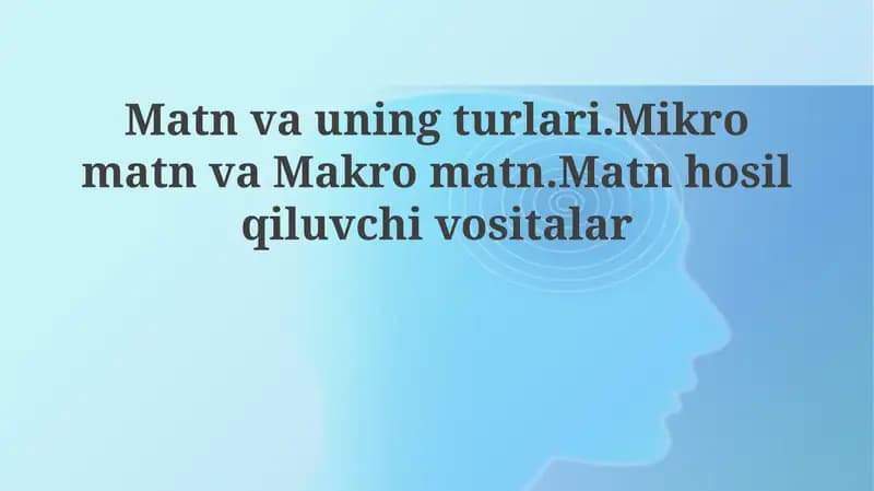 Mikro-matnlar va makro-matnlar