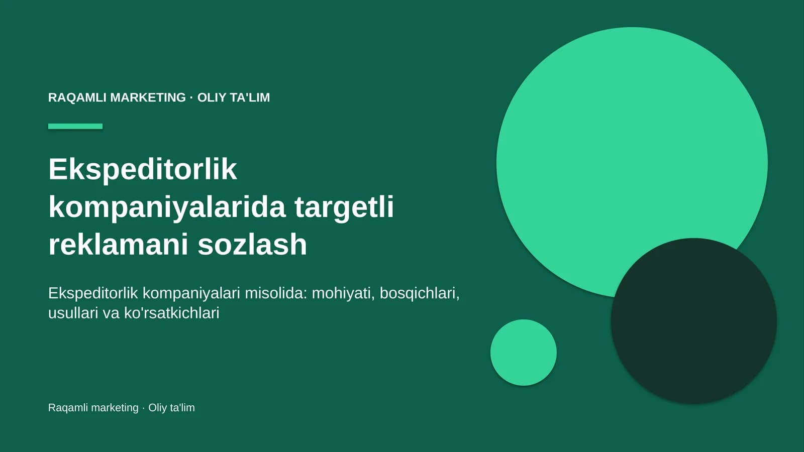 Ekspeditorlik kompaniyalarida targetli reklamani sozlash