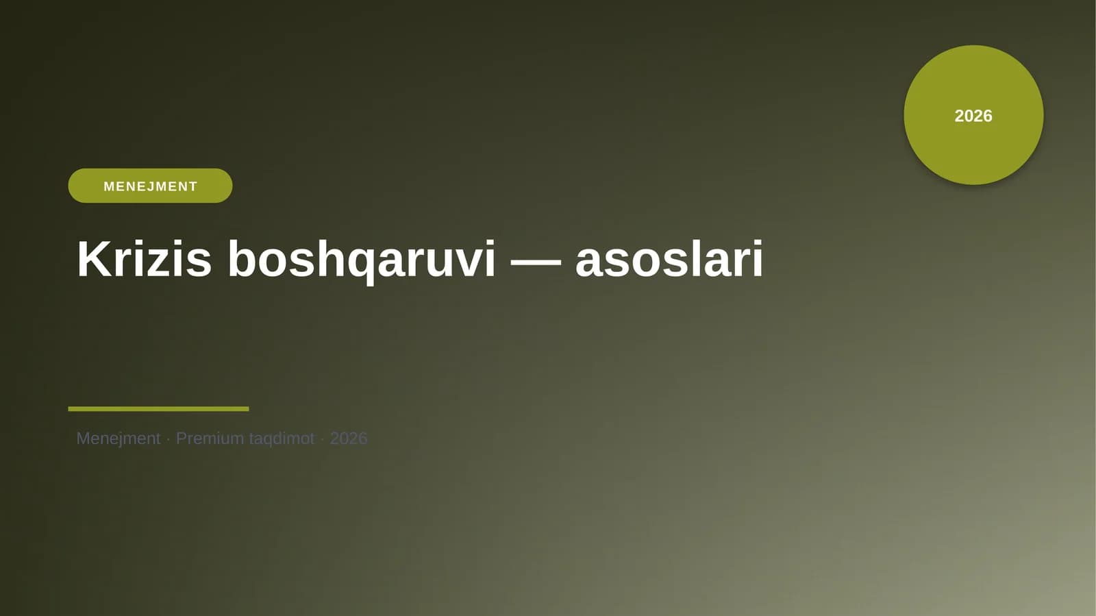 Krizis boshqaruvi — asoslari