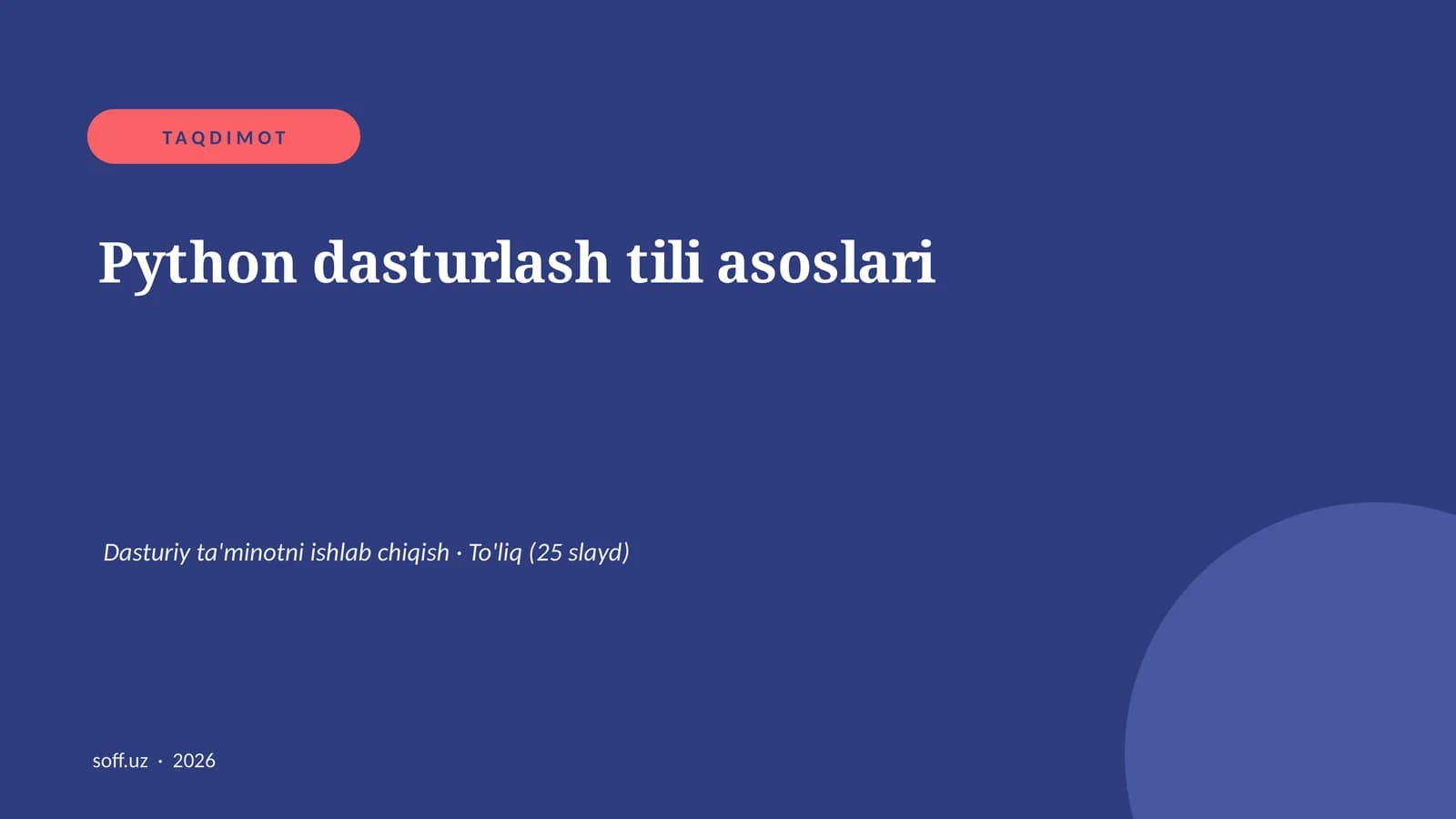 Python dasturlash tili asoslari