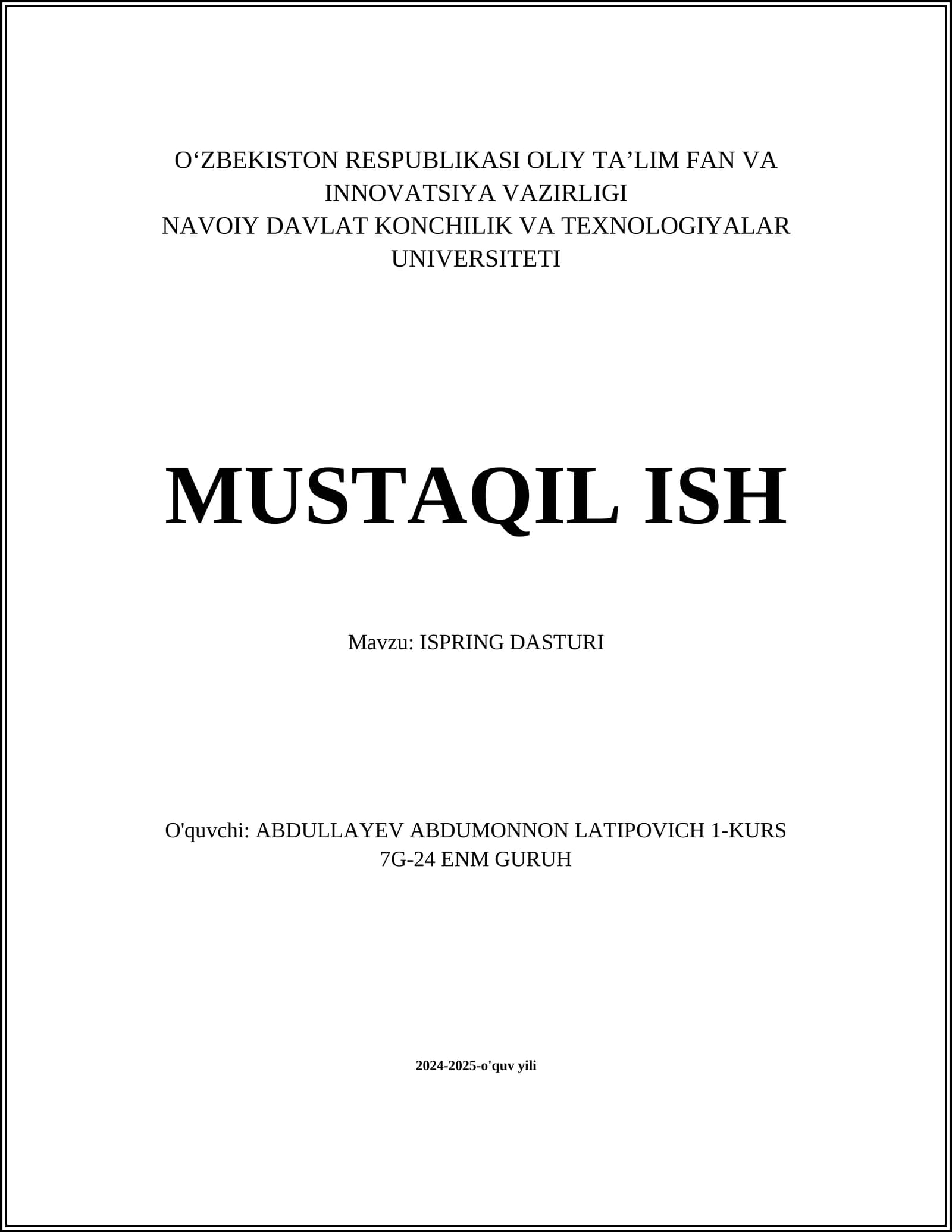 iSpring DASTURI