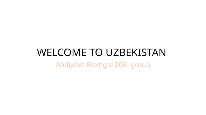 WELCOME TO UZBEKISTAN