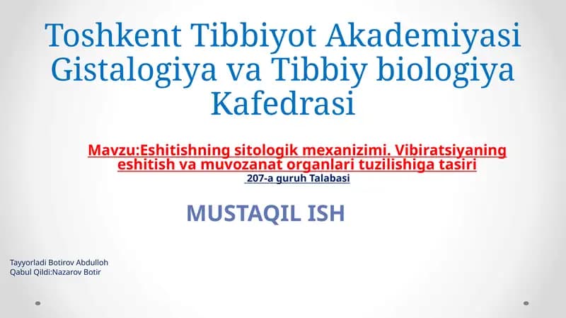 Eshitishning sitologik mexanizimi