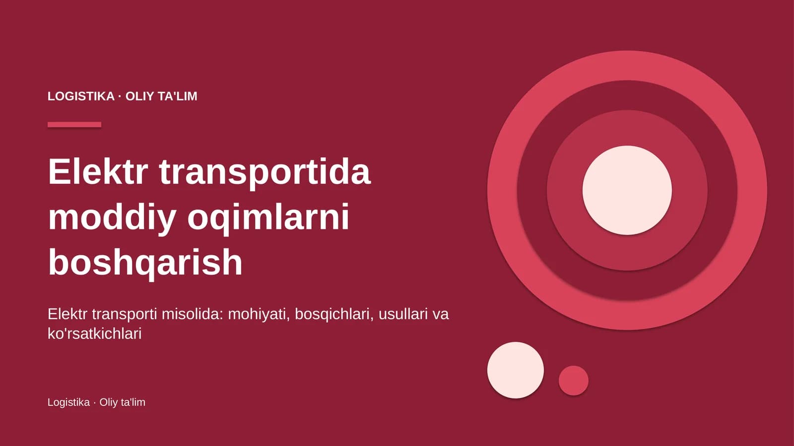 Elektr transportida moddiy oqimlarni boshqarish