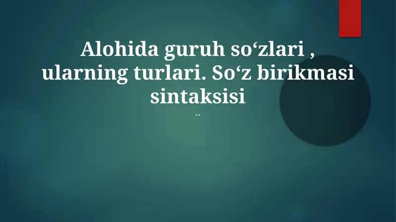 So'z birikmalarining sintaksiyasi