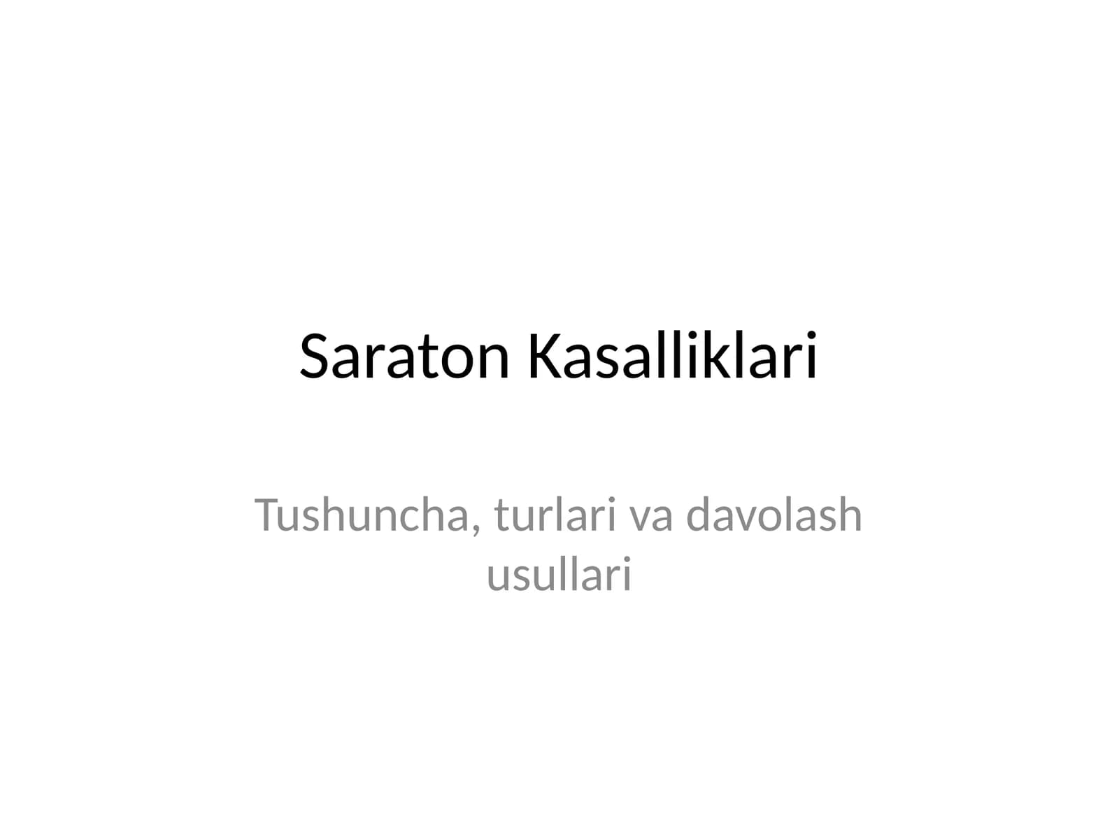 Saraton Kasalliklari