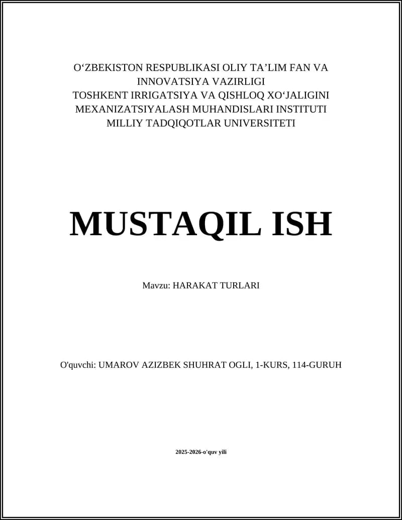 HARAKAT TURLARI