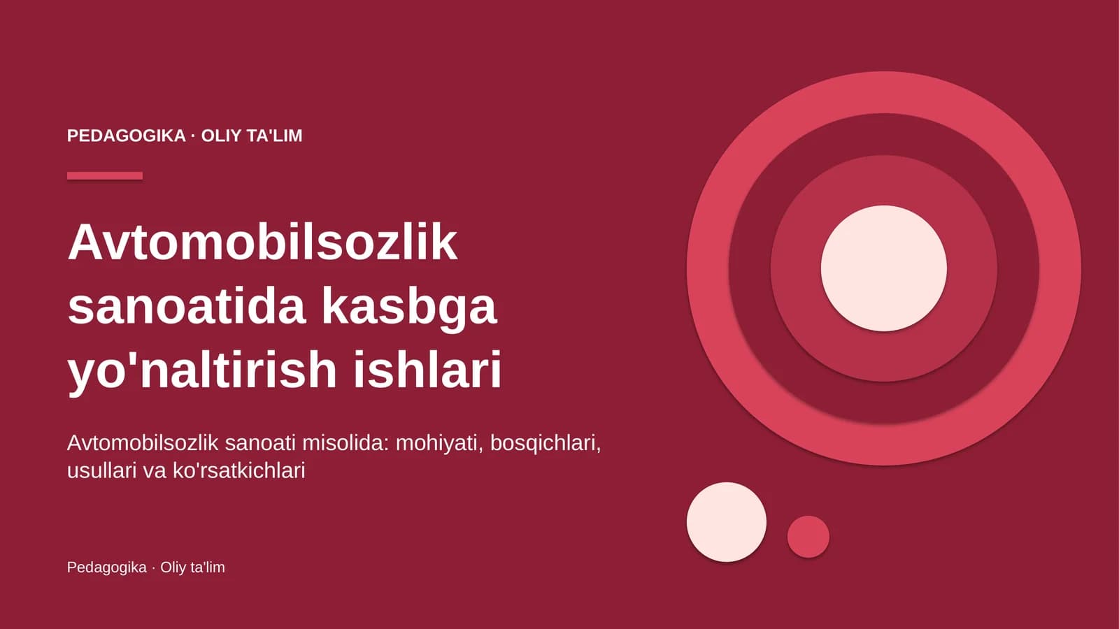 Avtomobilsozlik sanoatida kasbga yo'naltirish ishlari