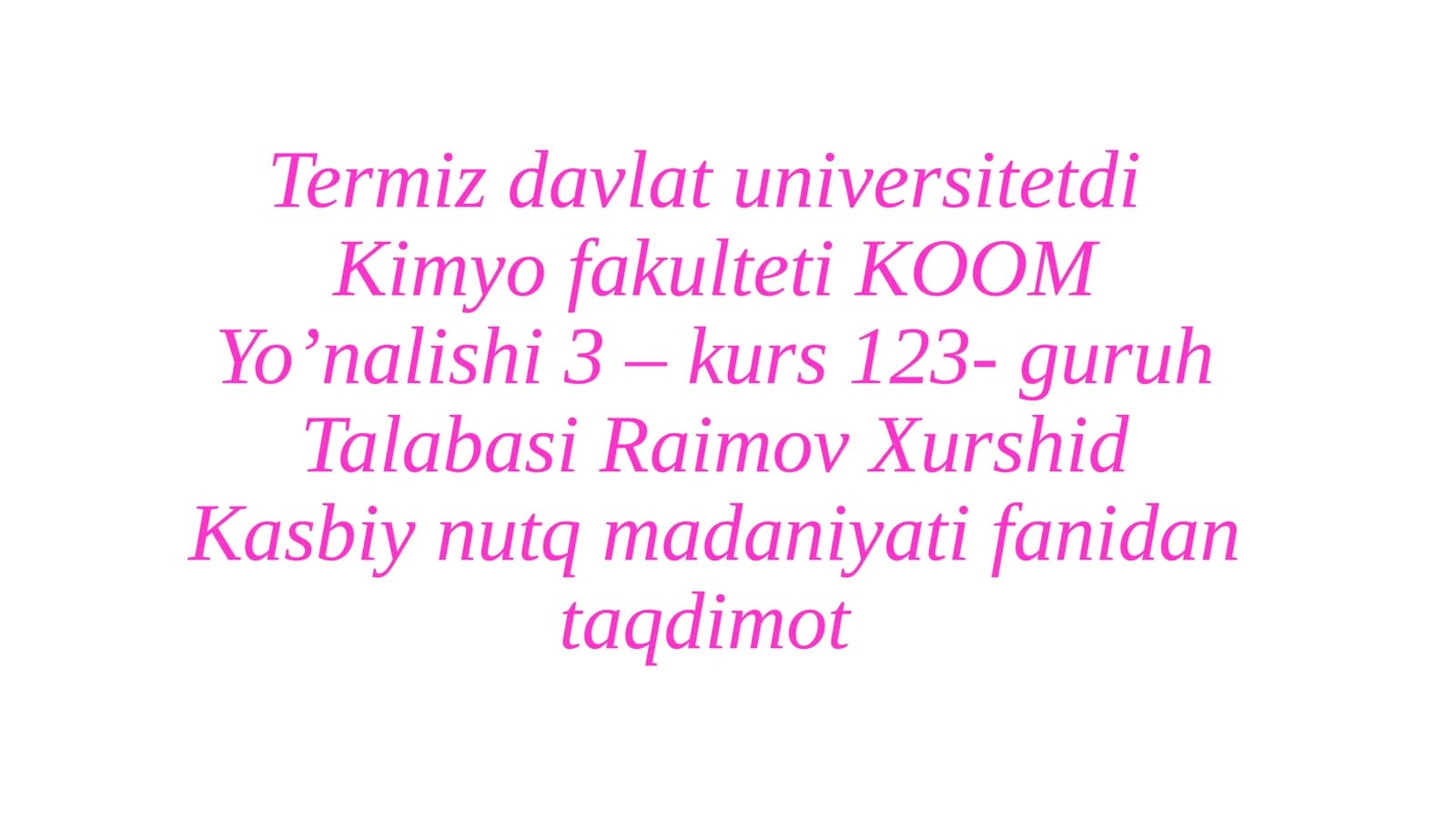 Kasbiy Muloqot va Taqdidlar