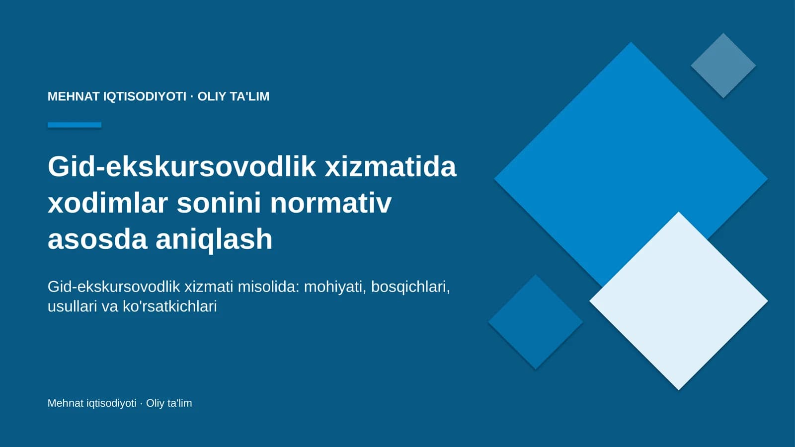 Gid-ekskursovodlik xizmatida xodimlar sonini normativ asosda aniqlash