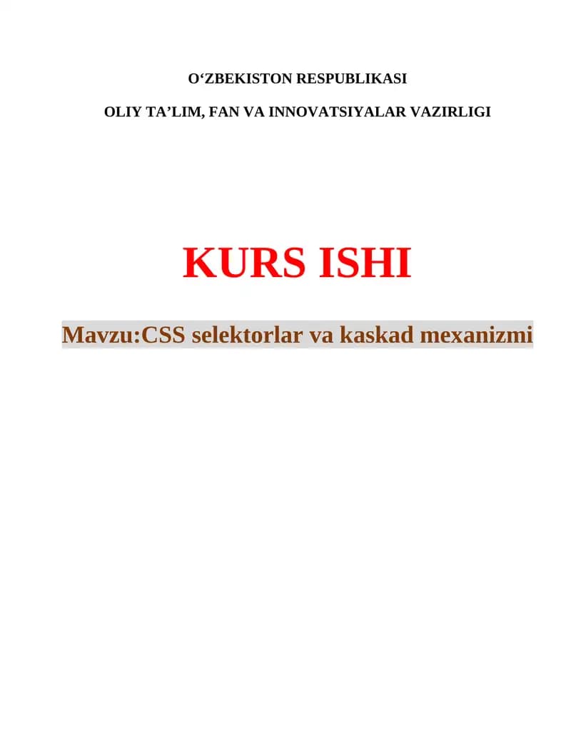 CSS selektorlar va kaskad mexanizmi