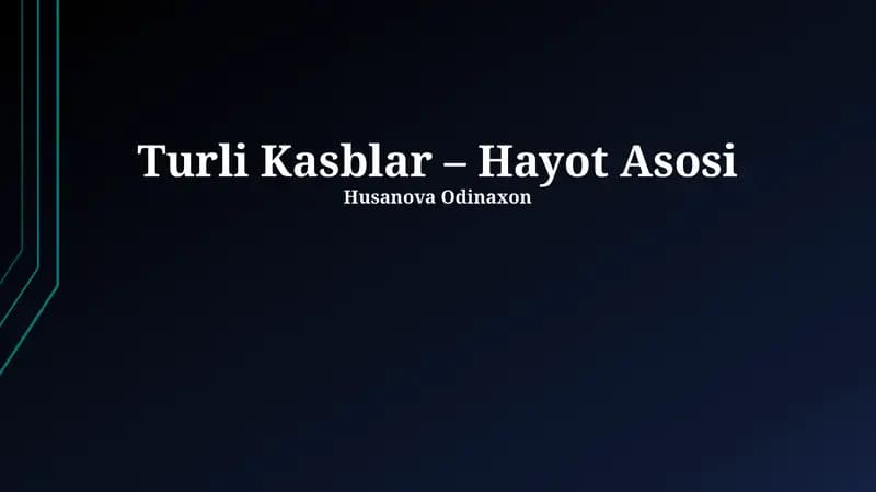 Turli Kasblar – Hayot Asosi