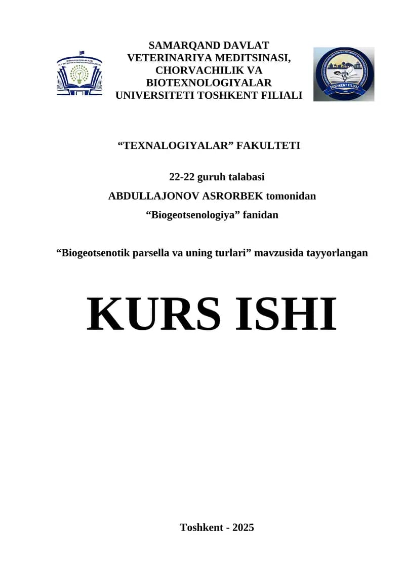 Biogeotsenotik parsella va uning turlari
