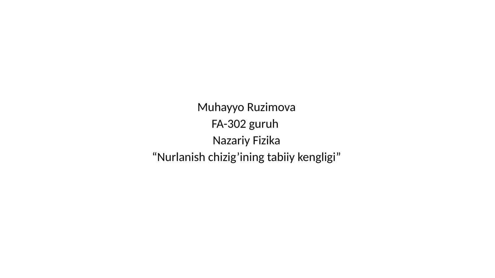 Nurlanish chizig'ining tabiiy kengayishi