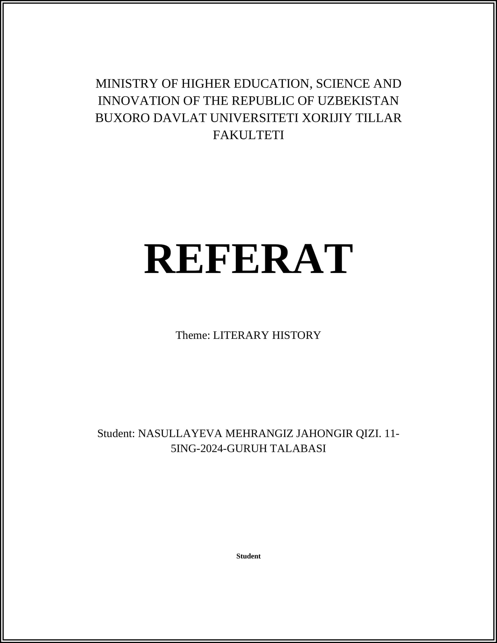 LITERARY HISTORY