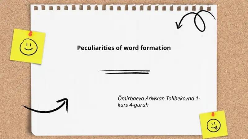 Word Formation Peculiarities