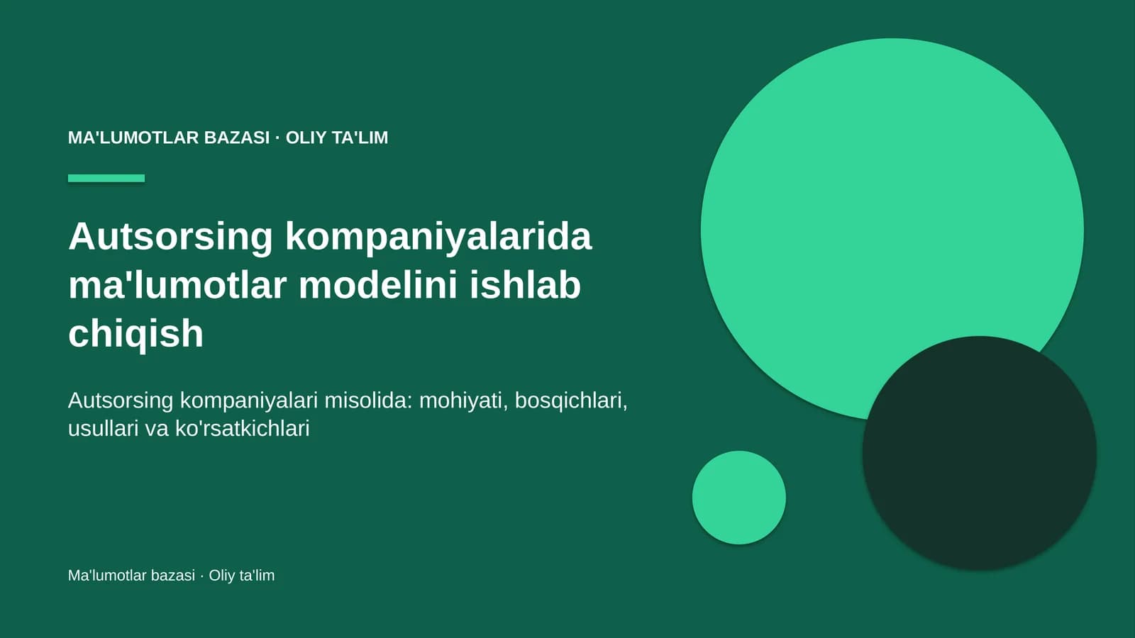 autsorsing kompaniyalarida ma'lumotlar modelini ishlab chiqish 2969