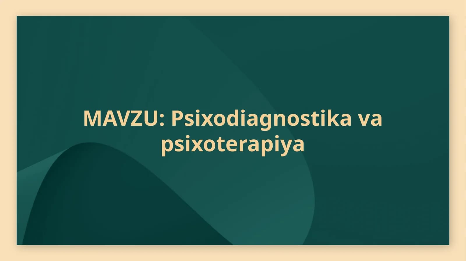 Psixodiagnostika va psixoterapiya