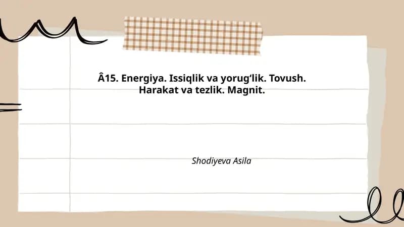Energiya va Harakat