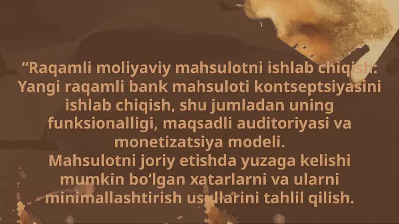 Raqamli moliyaviy mahsulotni ishlab chiqish