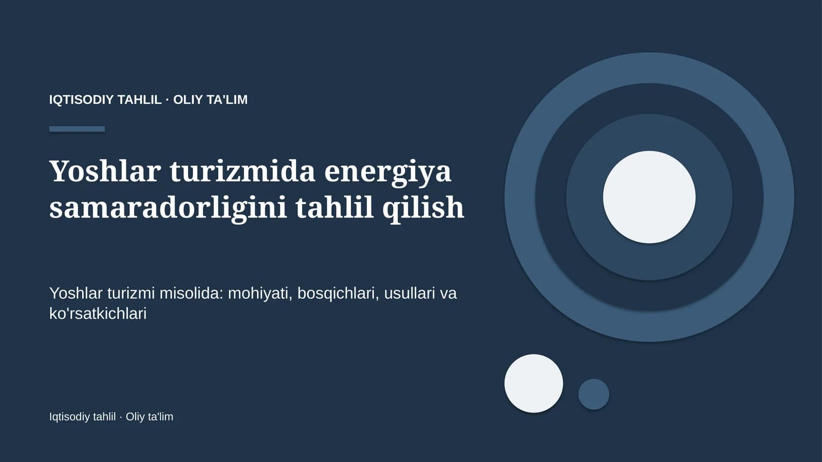 Yoshlar turizmida energiya samaradorligini tahlil qilish