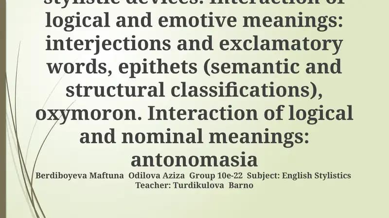 Lexical expressive means and stylistic devices