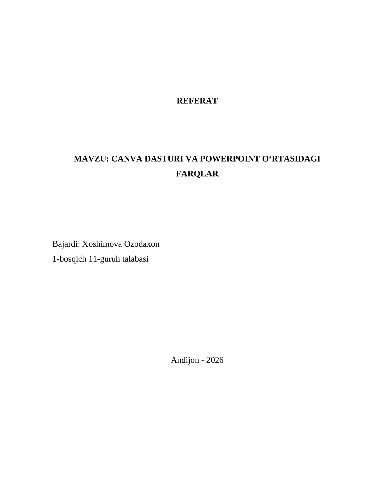 CANVA DASTURI VA POWERPOINT O‘RTASIDAGI FARQLAR
