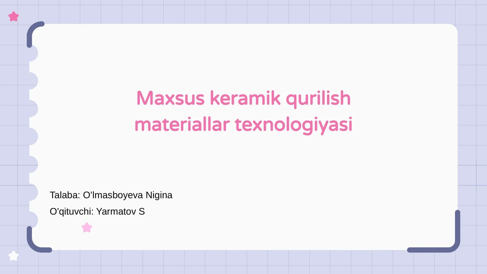 Maxsus keramik qurilish materiallar texnologiyasi