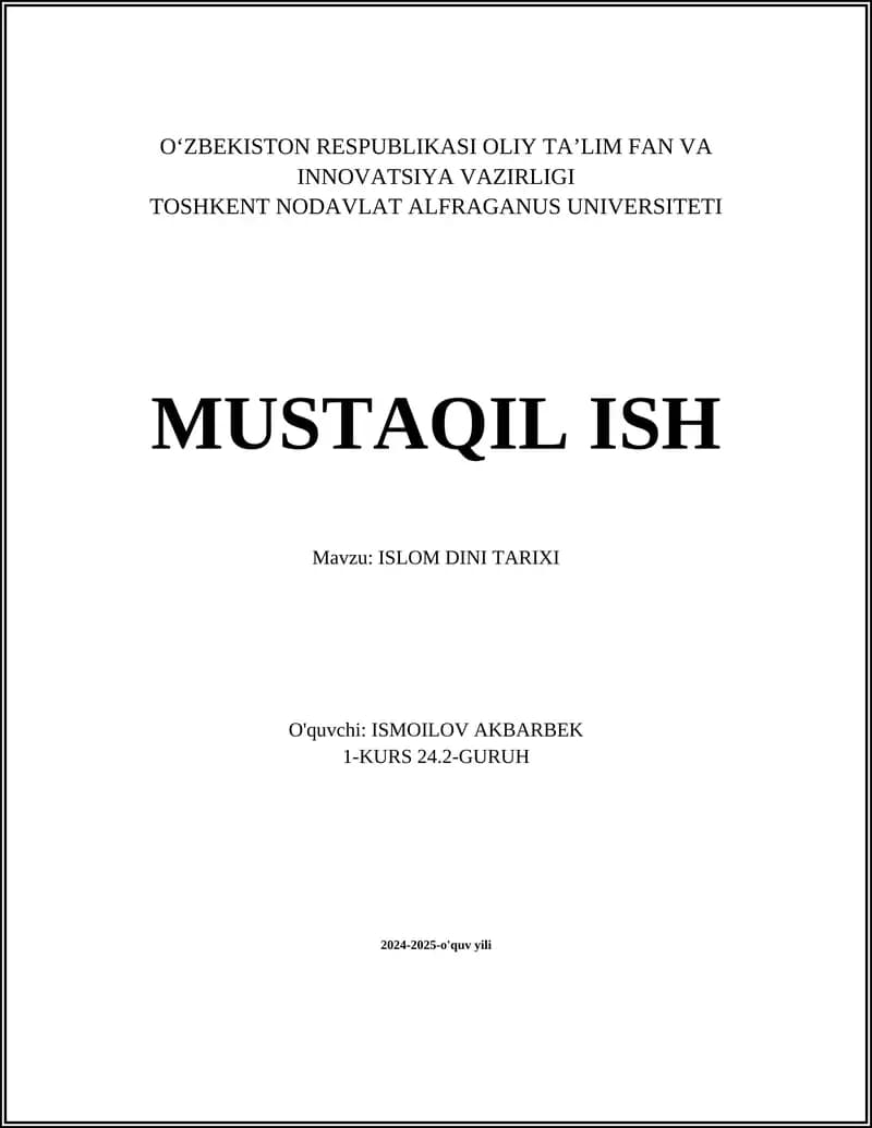 ISLOM DINI TARIXI