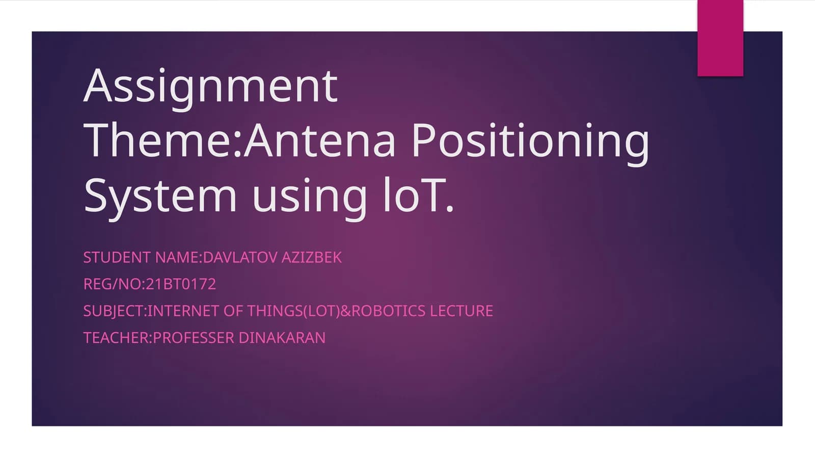 Antenna Positioning System Using IoT