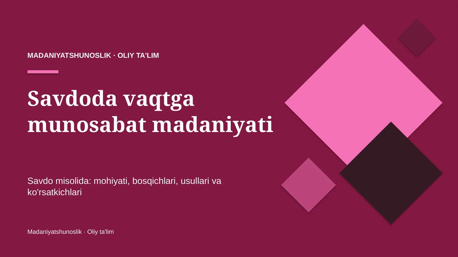 Savdoda vaqtga munosabat madaniyati