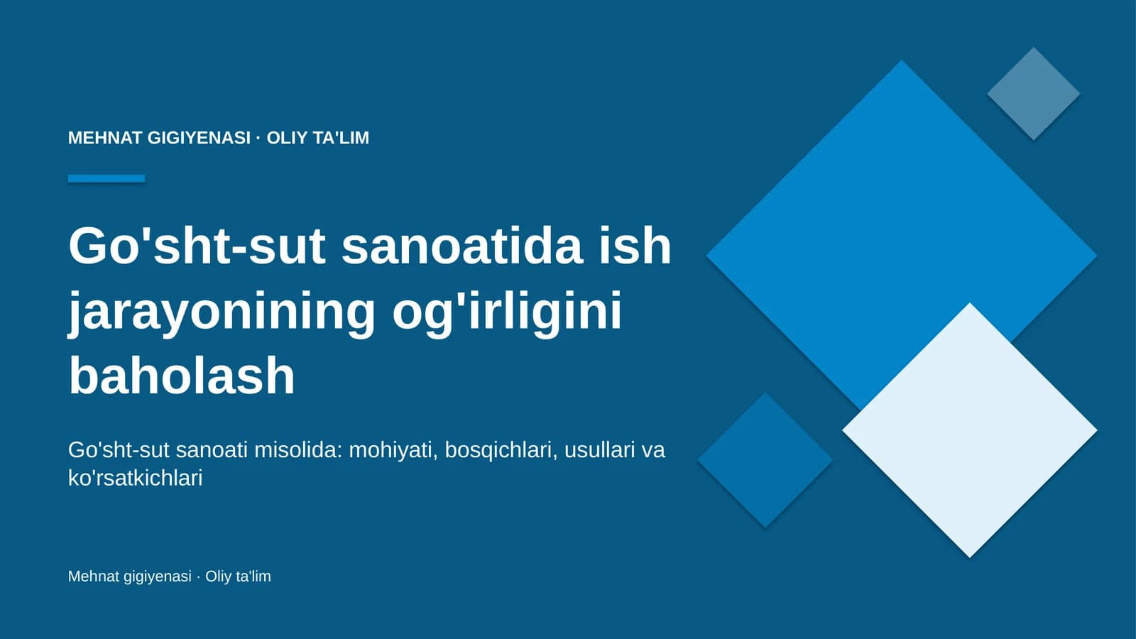 Go'sht-sut sanoatida ish jarayonining og'irligini baholash
