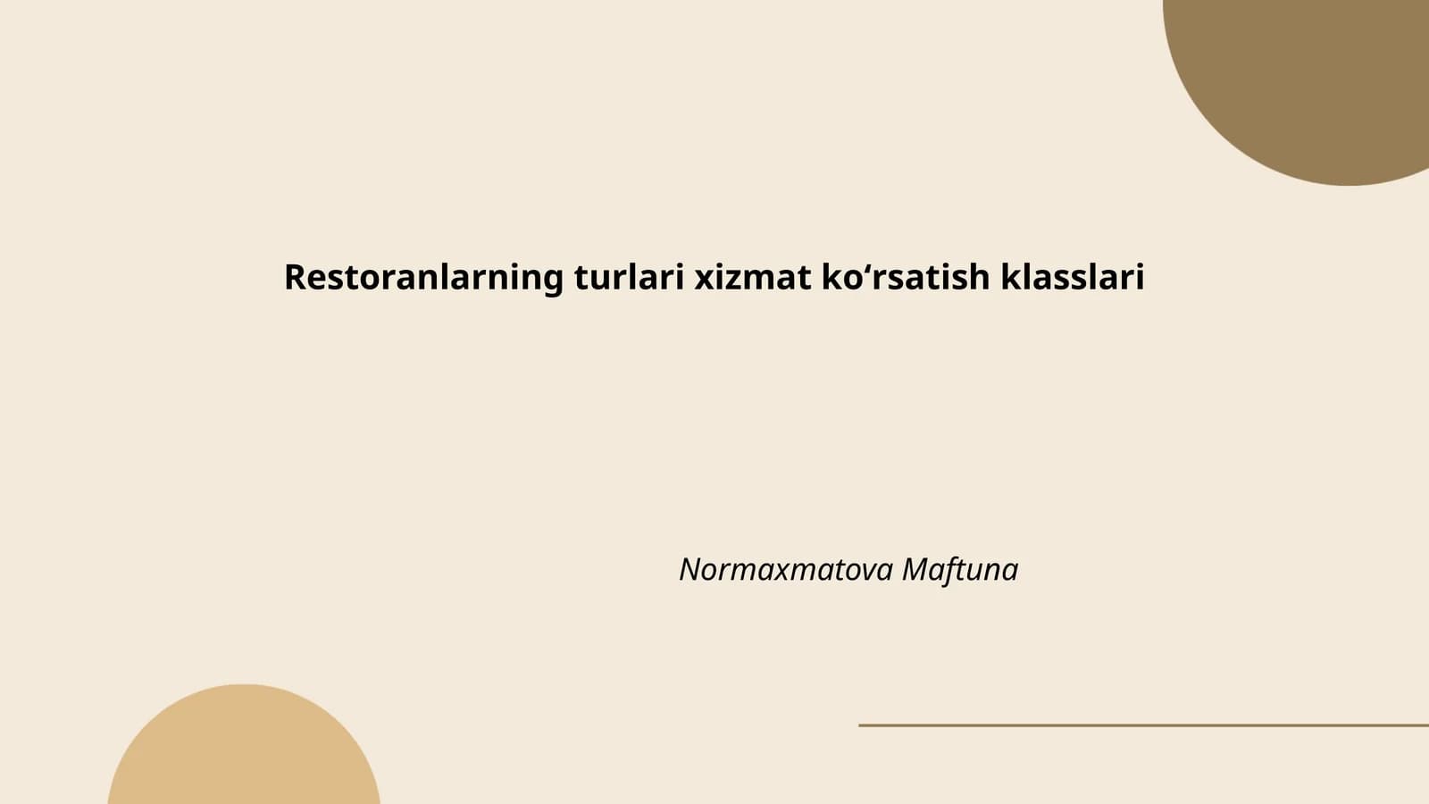 Oliy toifadagi restoranlar