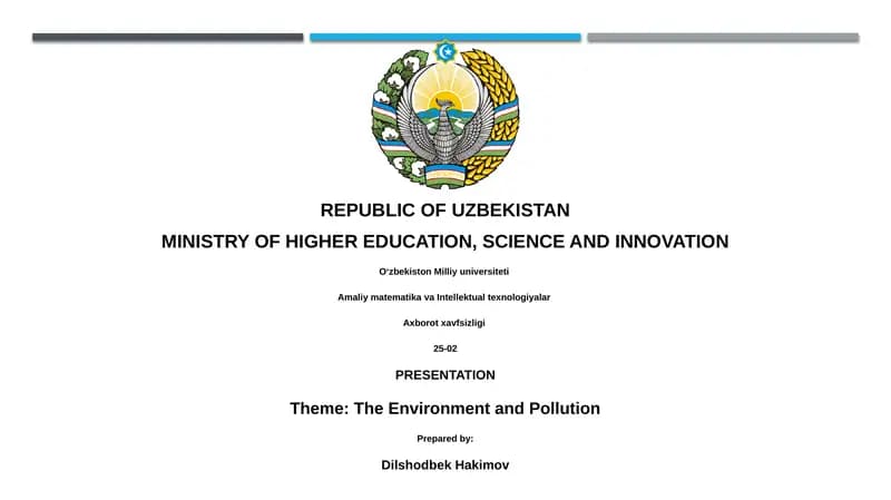 The Environment and Pollution