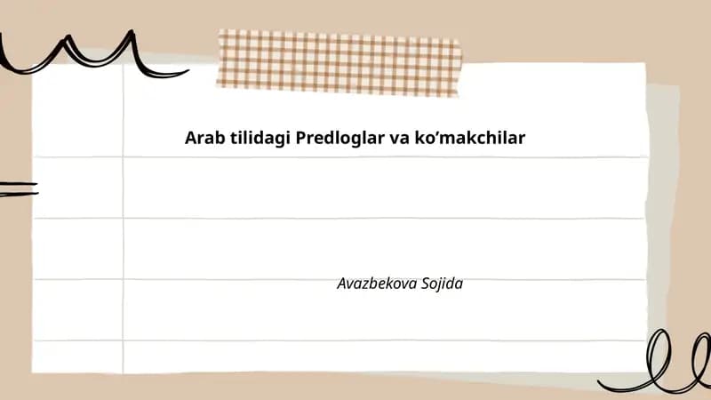 Arab tilidagi Predloglar va ko’makchilar