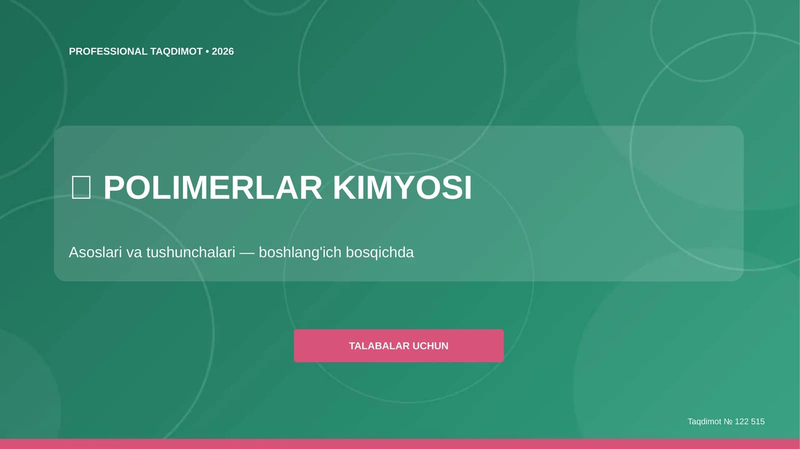 POLIMERLAR KIMYOSI