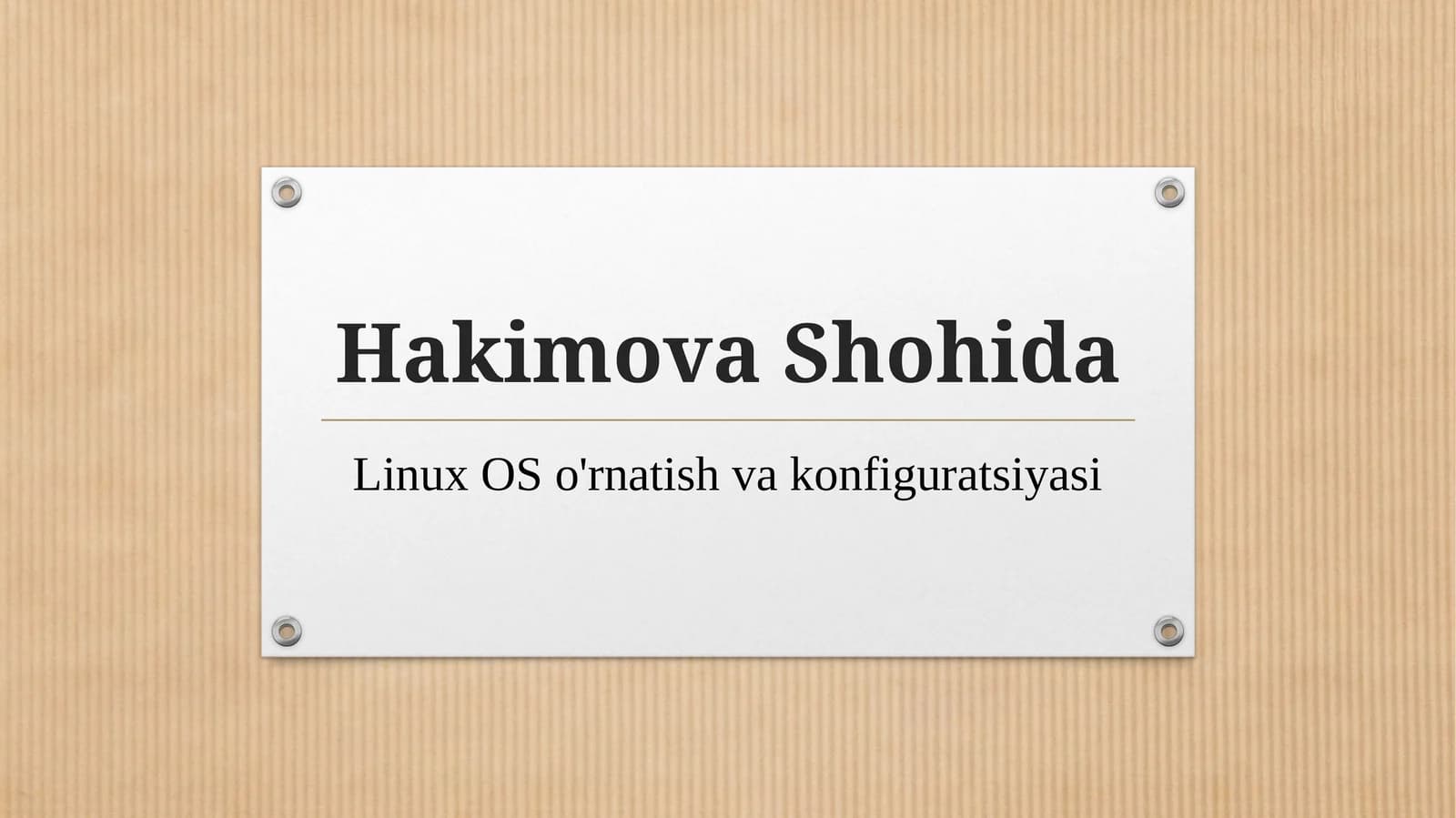 Linux OSo'rnatish va konfiguratsiyasi