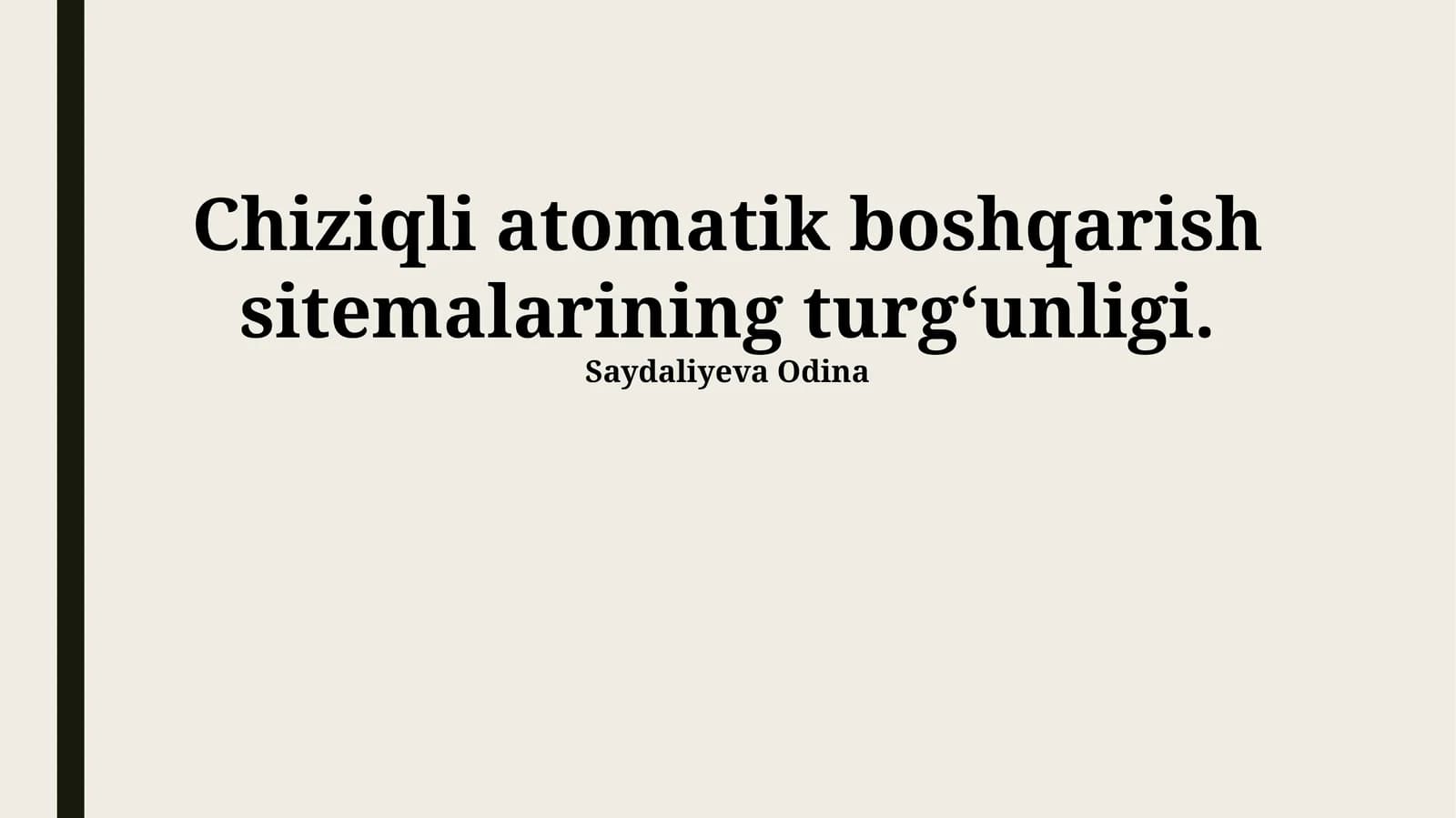 Chiziqli Avtomatik Boshqarish Tizimlarining Barqarorligi Tushunchasi
